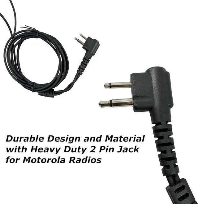 Alt view image 3 of 7 - MaximalPower Acoustic Earpiece Surveillance w/PTT & Kevlar Enforcement in The Cable Compatible for Motorola CP200 Two Way Radios with Acoustic Tube Earpiece, Black Earmold Pair & Extra Eartip Combo