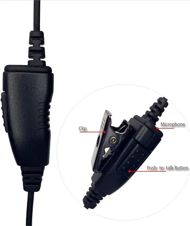 Alt view image 2 of 3 - MONICONA C Shape Wired Ear Hook Earphone Headset PTT Mic for Motorola CLP1010e CLP1040e CLPe446 CLP446e Radio MC-SK5017-M14