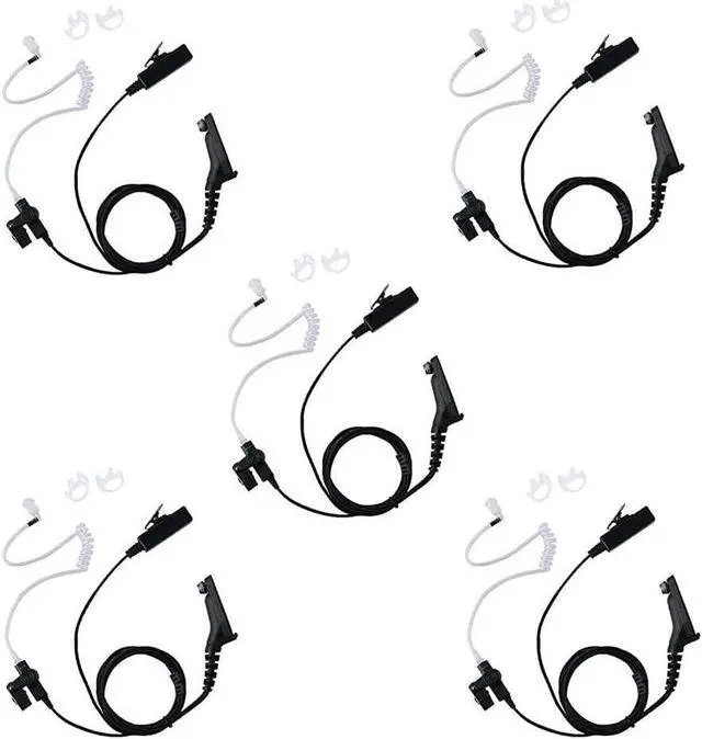 Main image of Caroo XPR 7550e Earpiece for Motorola 5 Pack, 2 Wire Headset with One Pair Medium Earmolds for Motorola APX6000 XPR6350 7350 7350e 7580 7580e 2 Way Radio Walkie Talkie