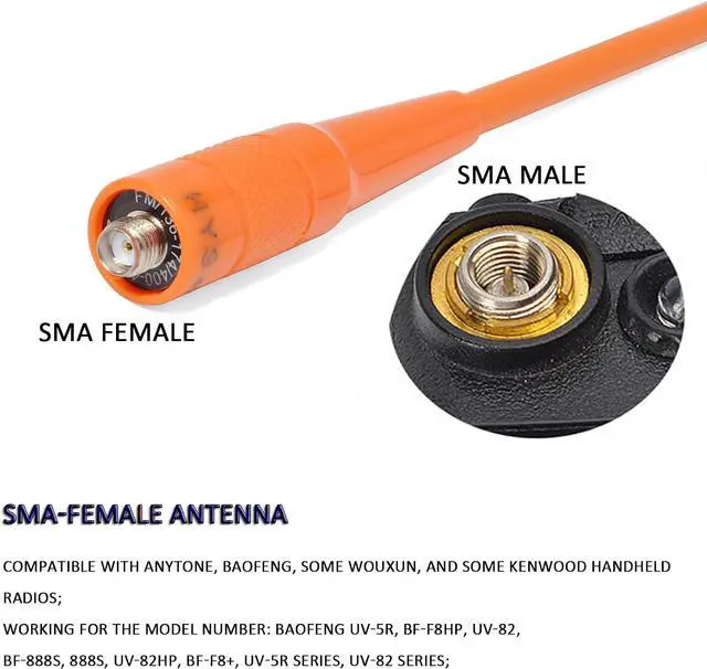 Alt view image 2 of 6 - HYS VHF UHF SMA Female Antenna, Dual Band 2m/70cm Walkie Talkie Antenna for 144/430Mhz Retevis Baofeng Wouxun KG-659 UV-5R 9R Handheld Ham 2 Way Radio