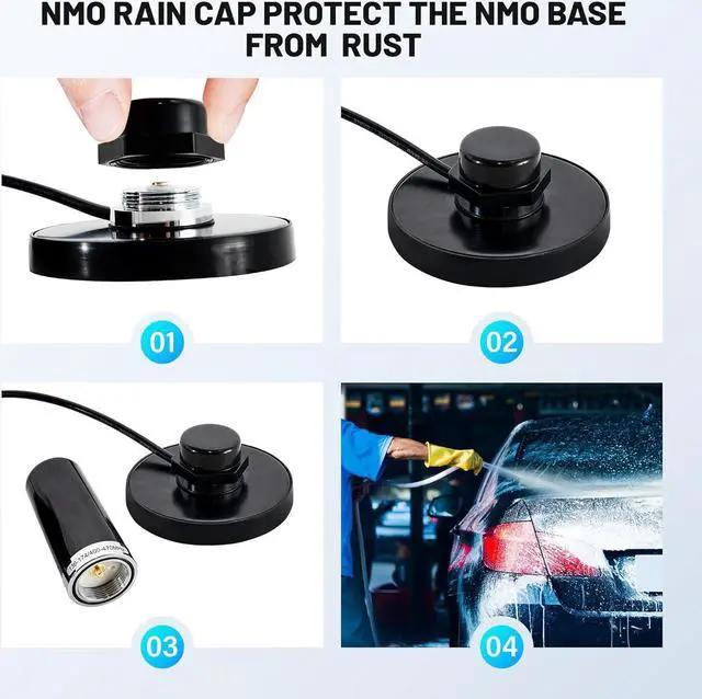 Alt view image 4 of 6 - Anina 3.5 Inch NMO Dual Band VHF UHF Antenna with Magnetic Antenna Base PL-259 RG58 Coaxial Cable NMO Mount Cap for CB Ham Radio Marine Two Way Radio