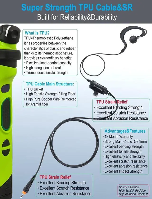 Alt view image 5 of 6 - commountain Earpiece with Mic Compatible for Motorola Radios CLP1010, CLP1040, CLP1060, CLP 1010, CLP 1040, CLP 1060, CLP G Shape Earhook Headset-5 Pack