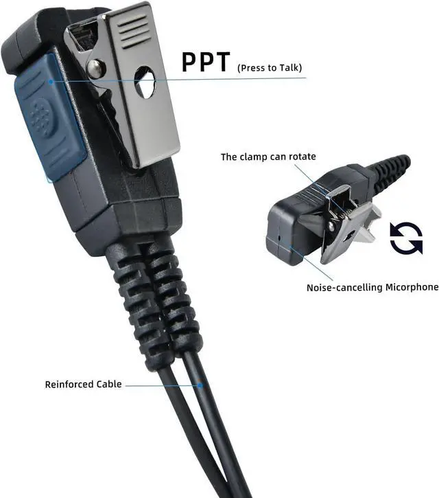 Alt view image 3 of 7 - DLECNFUN Earpieces for Walkie Talkies with Mic 2 Pin 2.5mm+3.5mm Acoustic Tube Headset and PPT Compatible with Motorola Two Way Radio Earpiece Coil