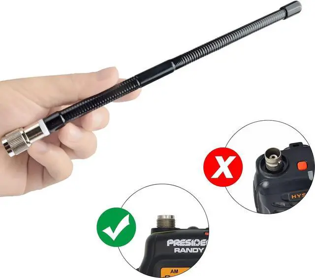 Alt view image 4 of 7 - UAYESOK 27MHZ Rubber TNC CB Antenna for President Randy, Randy II FCC Handheld Cb Radio, Flexible Soft Whip CB Antenna