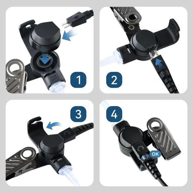 Alt view image 4 of 7 - DLECNFUN Earpieces for Walkie Talkies with Mic 2 Pin 2.5mm+3.5mm Acoustic Tube Headset and PPT Compatible with Motorola Two Way Radio Earpiece Coil