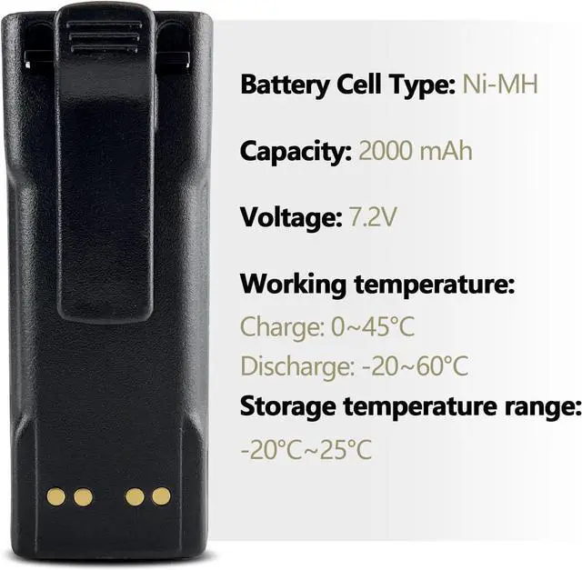 Alt view image 4 of 7 - JINTION Battery Compatible with Motorola MT2000 MTS2000 NTN7143 NTN7143A NTN7144 NTN7143B Digital Portable Two-Way Radio NiMHh 7.2V 1800mAh