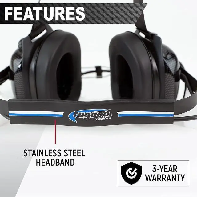 Alt view image 5 of 6 - Rugged Carbon Fiber Behind The Head Headset and Adaptor Cable for Racing Radios Electronics Communications Kenwood & Baofeng  Features 2-Pin to 5-Pin Coil Cord Volume Control Knob 3.5mm Input Jack