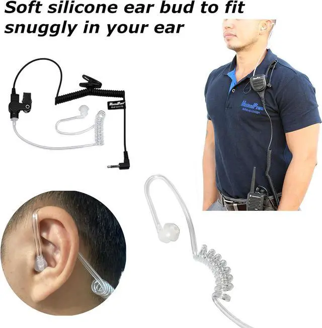 Alt view image 2 of 5 - MaximalPower RHF 617-1N X2 3.5mm RECEIVER/LISTEN ONLY Surveillance Headset Earpiece with Clear Acoustic Coil Tube Earbud Audio Kit For Two-Way Radios -2 Pack