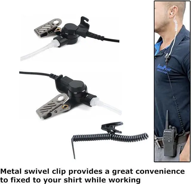 Alt view image 5 of 5 - MaximalPower RHF 617-1N X2 3.5mm RECEIVER/LISTEN ONLY Surveillance Headset Earpiece with Clear Acoustic Coil Tube Earbud Audio Kit For Two-Way Radios -2 Pack