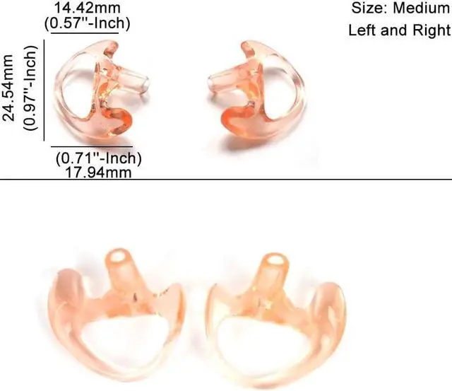 Alt view image 3 of 6 - HYS 2.5mm Receiver/Listen ONLY Surveillance Acoustic Tube Earpiece Headset Shoulder with One Pair Medium Earmolds(Left and Right)