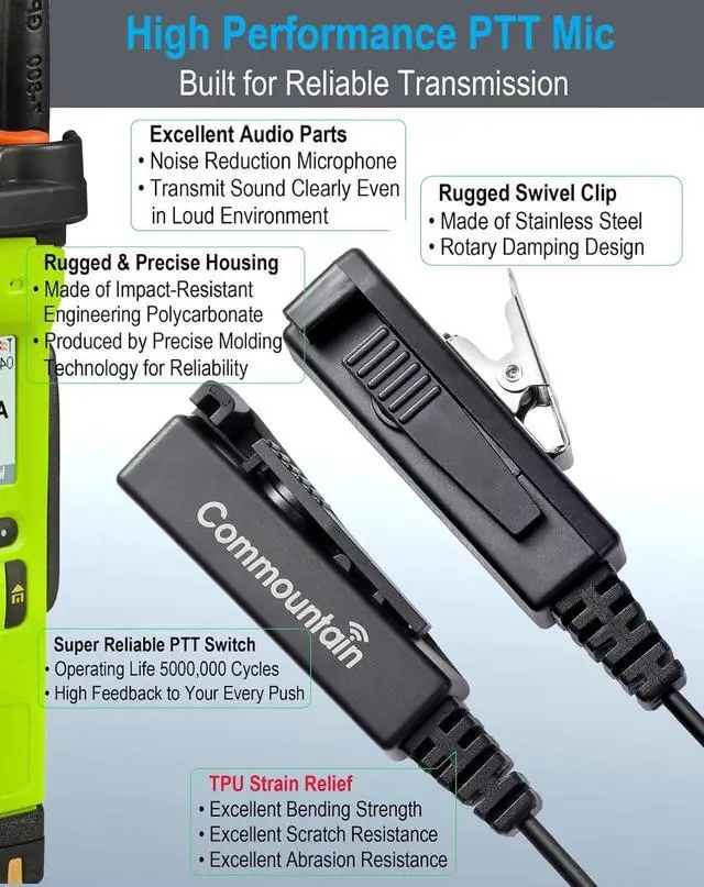 Alt view image 2 of 7 - commountain APX 6000 XPR 7550e Earpiece w/Mic for Motorola Radios APX 8000 APX 7000 4000 XPR 7350e 7580e 7380e XPR 7550 7350 APX6000 APX7000 APX8000 XPR7550e, Two Wire Surveillance Headset-2 Pack