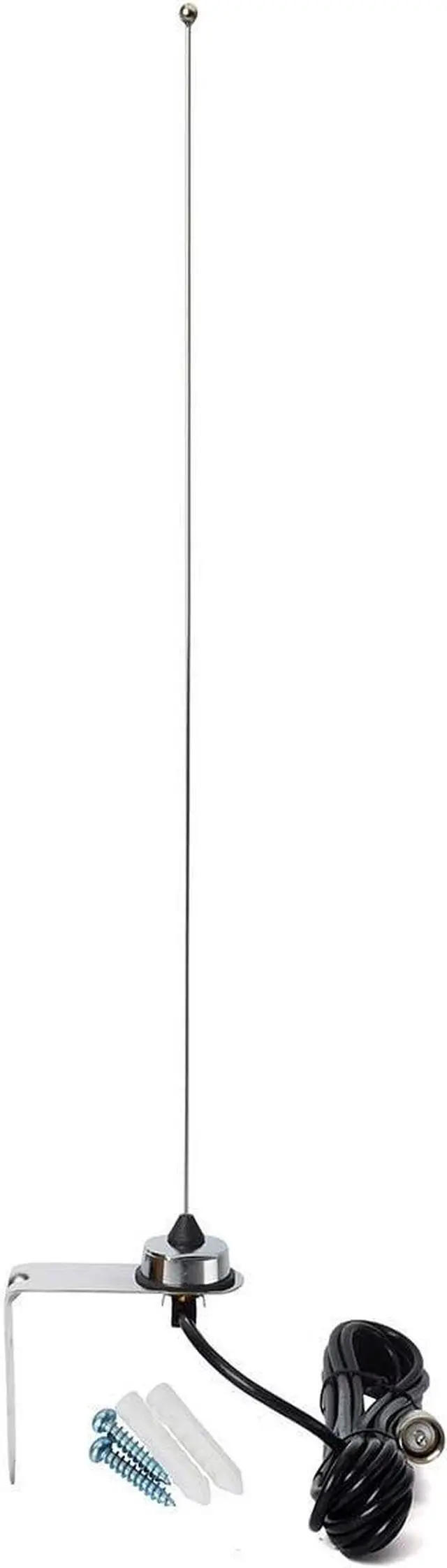 Main image of HYS VHF NMO Antenna, 17.9 Inches Whip Antenna with NMO Mount 4meter (13.1ft) PL259(UHF Male) RG58 Coax Cable and L Shape Bracket for Yaesu Kenwood Midland Motorola Mobile Radio