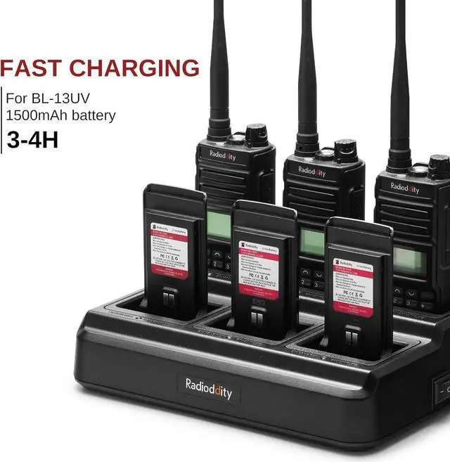 Alt view image 3 of 7 - Radioddity GM-30 GMRS Handheld Radio Six-Way Charger Multi-Unit Charger Station, Compatible for BL-13UV Battery, Use for TD-H5 P15UV UV-88 RT-85 GM-15 MU-5, 1 Set