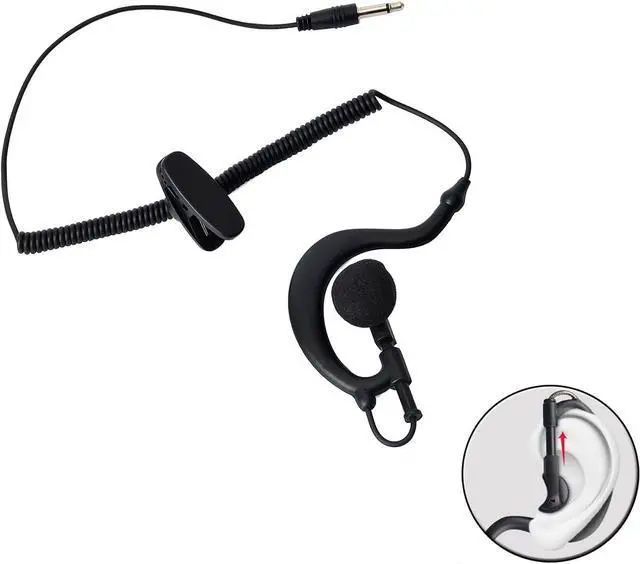 Alt view image 3 of 5 - G Shape 3.5mm Police Receive/Listen Only Earpiece Soft Ear Hook Surveillance Headset for Radio Speaker Mics,Shoulder Mics