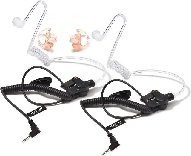 Main image of HYS 2.5mm Receiver/Listen ONLY Surveillance Acoustic Tube Earpiece Headset Shoulder with One Pair Medium Earmolds(Left and Right)