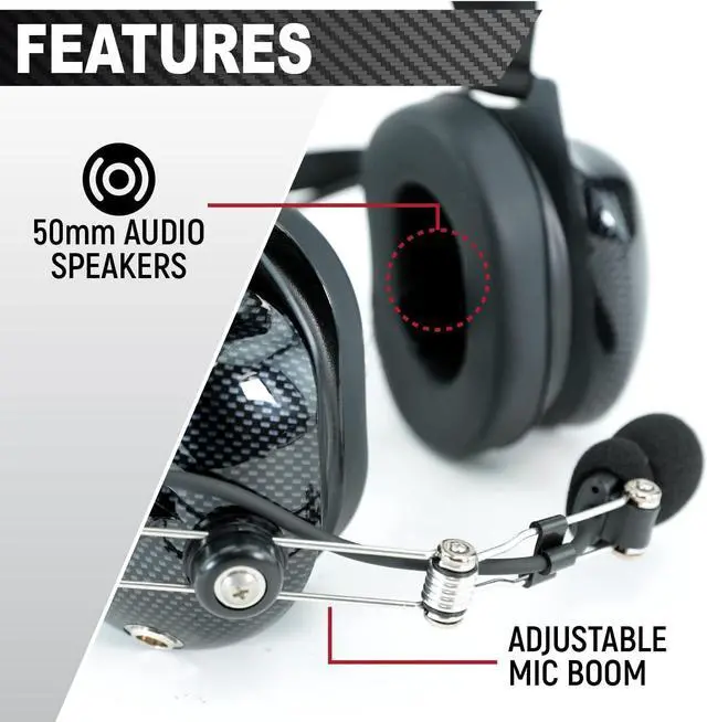 Alt view image 3 of 6 - Rugged Carbon Fiber Behind The Head Headset and Adaptor Cable for Racing Radios Electronics Communications Kenwood & Baofeng  Features 2-Pin to 5-Pin Coil Cord Volume Control Knob 3.5mm Input Jack