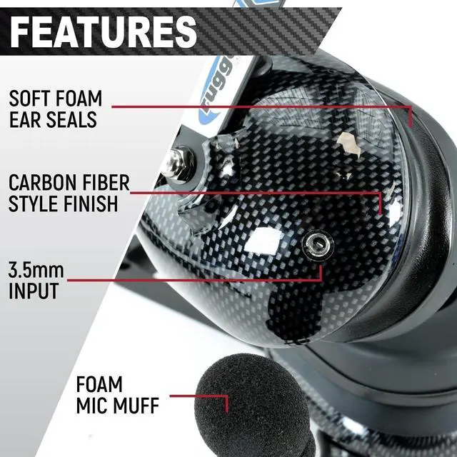 Alt view image 4 of 6 - Rugged Carbon Fiber Behind The Head Headset and Adaptor Cable for Racing Radios Electronics Communications Kenwood & Baofeng  Features 2-Pin to 5-Pin Coil Cord Volume Control Knob 3.5mm Input Jack