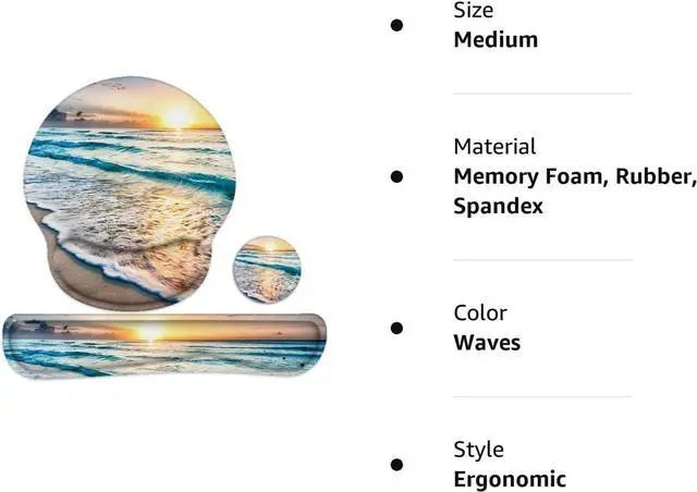 Alt view image 2 of 2 - Keyboard Wrist Rest and Mouse Pad Wrist Support, Ergonomic Mouse Pads Memory Foam Mouse Pad for Gaming and Office, Pain Relief Mouse Pad and Wrist Support Set