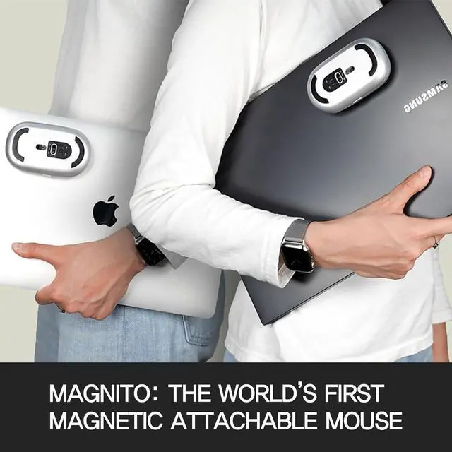 Alt view image 2 of 6 - ventaron Magnito Mouse - Compact Wireless Mouse, Magnetic Attachable, Bluetooth, Silent Clicks, Small Flat Portable, Slim, Best Travel Mouse, Windows/Mac/Linux/Chrome/iPad (Space Gray)