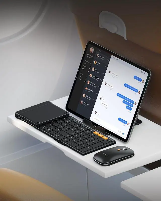 Alt view image 7 of 7 - ProtoArc Foldable Keyboard and Mouse, XKM01 True Full-Size Folding Bluetooth Keyboard Mouse Combo for Business Travel, a Portable Office Suite On-The-Go, Compatible with Laptop iPad Tablet - Black