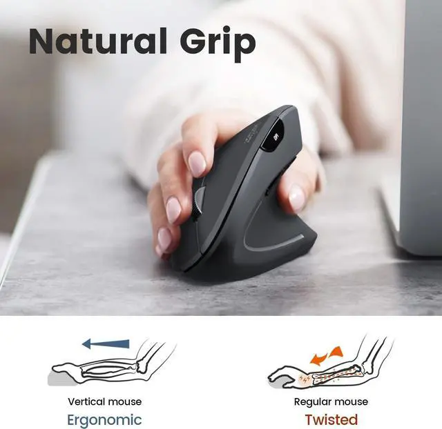 Alt view image 3 of 7 - Perixx PERIDUO-813B US, Wireless Ergonomic Compact Keyboard & Vertical Mouse - Bundle with a Wireless PERIMICE-813 - Black - US English