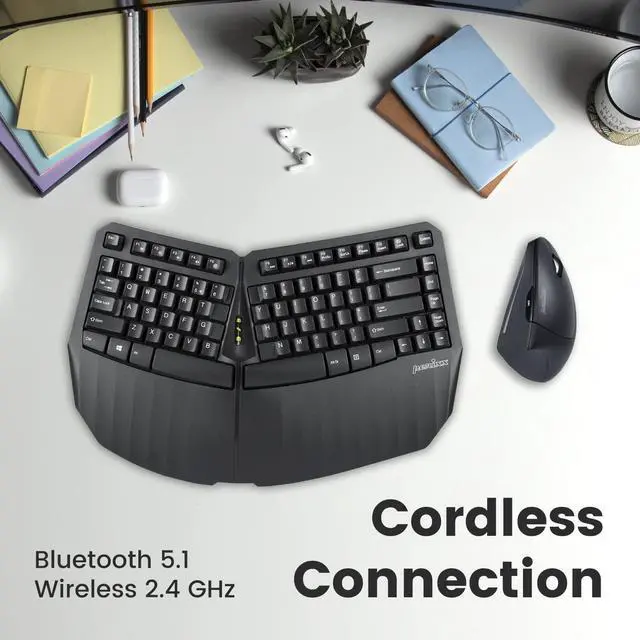 Alt view image 4 of 7 - Perixx PERIDUO-813B US, Wireless Ergonomic Compact Keyboard & Vertical Mouse - Bundle with a Wireless PERIMICE-813 - Black - US English