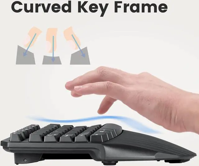 Alt view image 5 of 7 - Perixx PERIDUO-813B US, Wireless Ergonomic Compact Keyboard & Vertical Mouse - Bundle with a Wireless PERIMICE-813 - Black - US English