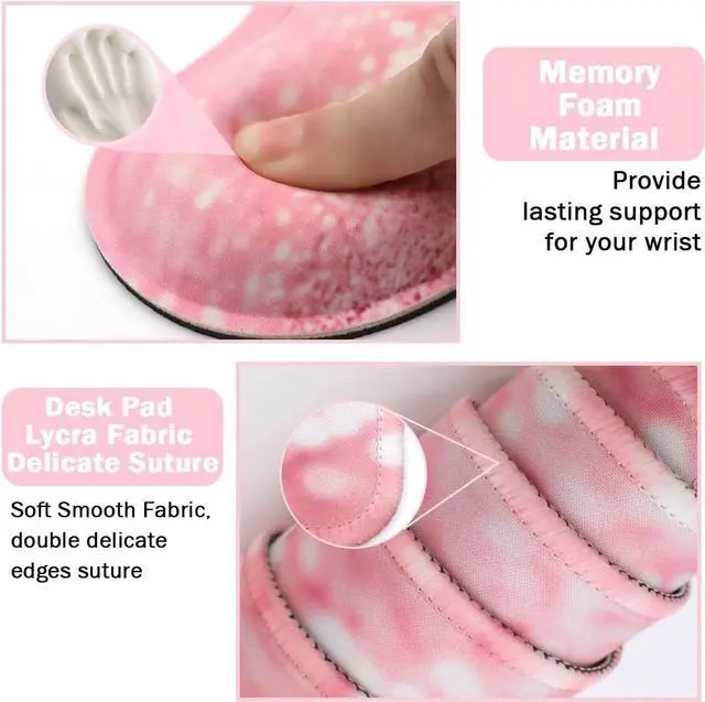 Alt view image 5 of 7 - Keyboard Mouse Pad Set, Extended Mouse Pad+Keyboard Wrist Rest Support, Memory Foam Ergonomic Easy Typing, 3Pcs (35.4×15.7 in) Desk Pad Set for Home Office Study Game - Pink Stay Positive