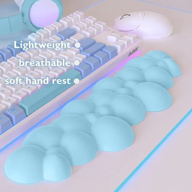Alt view image 4 of 7 - MANBASNAKE Cloud Mouse Pad Wrist Support Keyboard Wrist Rest Set with Ergonomic Memory Foam,Non-Slip Base,Cloud Coasters for Home,Office,Laptop,Desktop Computer,Easy Typing Pain Relief Blue/White