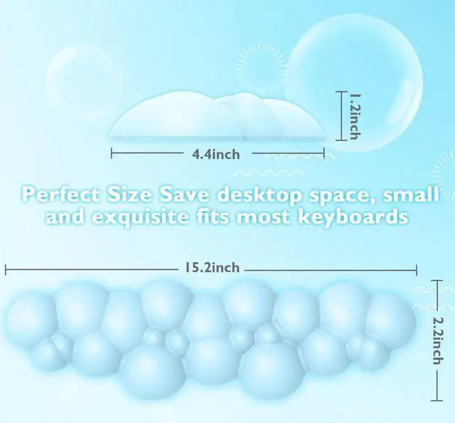 Alt view image 2 of 7 - MANBASNAKE Cloud Mouse Pad Wrist Support Keyboard Wrist Rest Set with Ergonomic Memory Foam,Non-Slip Base,Cloud Coasters for Home,Office,Laptop,Desktop Computer,Easy Typing Pain Relief Blue/White