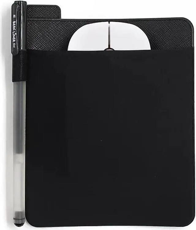 Main image of AubRie Universal Stick-On Mouse Pouch, Wireless Mouse and Pen Holder, Reusable Adhesive, No Glue Residue, Compatible with Battery Pack(Black)