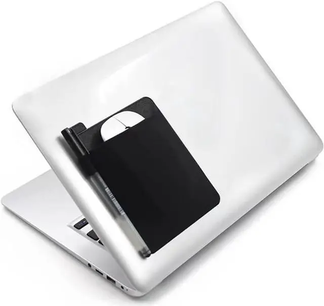 Alt view image 5 of 6 - AubRie Universal Stick-On Mouse Pouch, Wireless Mouse and Pen Holder, Reusable Adhesive, No Glue Residue, Compatible with Battery Pack(Black)