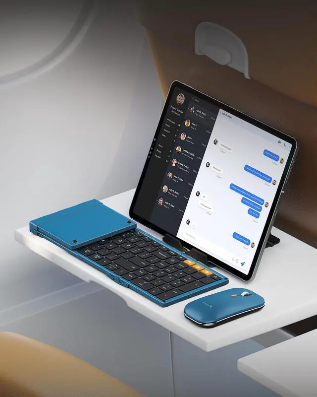 Alt view image 7 of 7 - Foldable Keyboard and Mouse, XKM01 Folding Bluetooth Keyboard Mouse Combo for Business and Travel, 2.4G+Dual Bluetooth Full-Size Portable Keyboard for iPad Tablets Laptop PC - Space Gray
