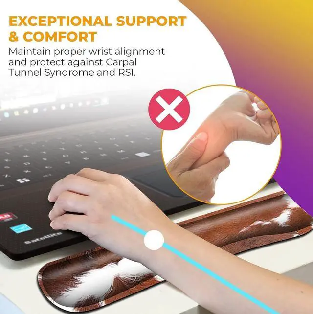 Alt view image 5 of 7 - Keyboard Wrist Rest and Mouse Pad with Wrist Support Ergonomic Mousepad Coaster, Easy Typing Pain Relief Keyboard Set, Memory Foam Keyboard Wrist Rest,Cowhide Farm Animal Skin Leopard Brown Cow