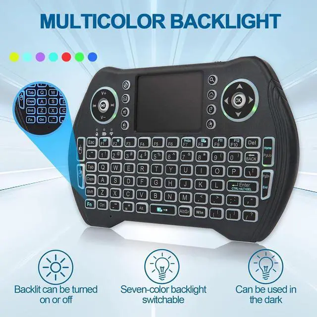Alt view image 3 of 7 - EASYTONE Backlit Mini Wireless Keyboard Touchpad Mouse Combo with Rechargable Li-ion Battery Multi-Media Keys, Handheld Keyboard for Android TV Box, Smart TV, X-Box, PC, Android Windows Linux MacOS