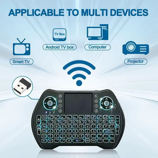Alt view image 4 of 7 - EASYTONE Backlit Mini Wireless Keyboard Touchpad Mouse Combo with Rechargable Li-ion Battery Multi-Media Keys, Handheld Keyboard for Android TV Box, Smart TV, X-Box, PC, Android Windows Linux MacOS