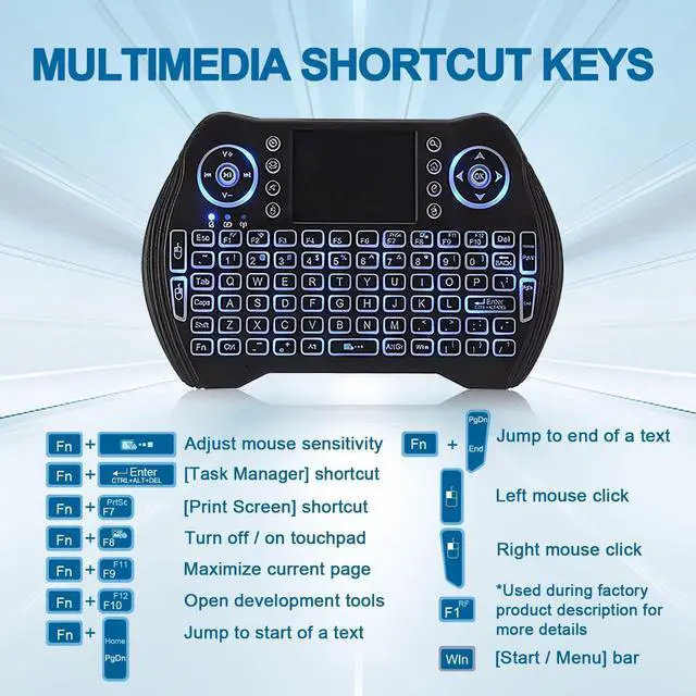 Alt view image 6 of 7 - EASYTONE Backlit Mini Wireless Keyboard Touchpad Mouse Combo with Rechargable Li-ion Battery Multi-Media Keys, Handheld Keyboard for Android TV Box, Smart TV, X-Box, PC, Android Windows Linux MacOS