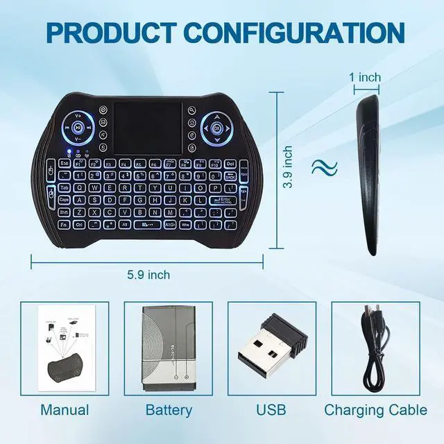 Alt view image 7 of 7 - EASYTONE Backlit Mini Wireless Keyboard Touchpad Mouse Combo with Rechargable Li-ion Battery Multi-Media Keys, Handheld Keyboard for Android TV Box, Smart TV, X-Box, PC, Android Windows Linux MacOS