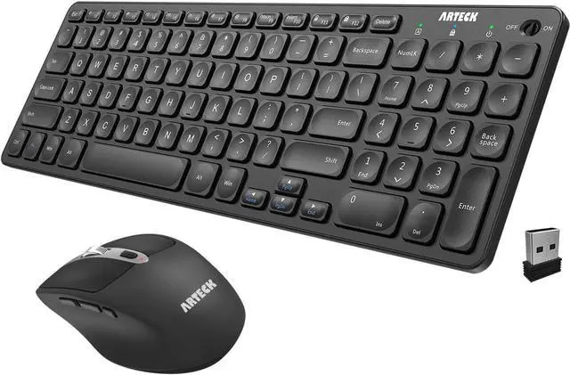 Main image of Arteck 2.4G USB Wireless Keyboard and Mouse Combo Ultra Slim Compact Keyboard Keyboard and Ergonomic Mouse for Computer Desktop PC Laptop and Windows 11/10/8/7 Build in USB-C Rechargeable Battery