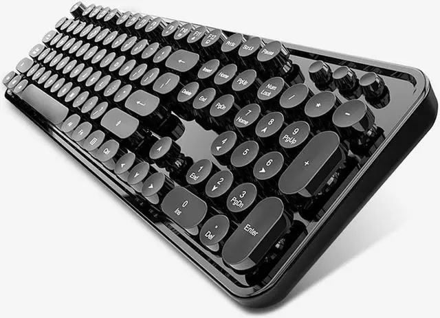 Alt view image 7 of 7 - Wireless Keyboard and Mouse Combo, Retro Style Keyboard with Round Keycaps, 2.4GHz Dropout-Free Connection Mouse with 3 Adjustable DPI for Windows Notebook PC (Black)