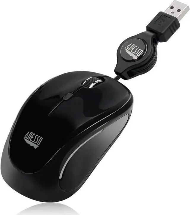 Alt view image 2 of 7 - Adesso Ergonomic iMouse S8 - Retractable Optical USB Mouse (Black)