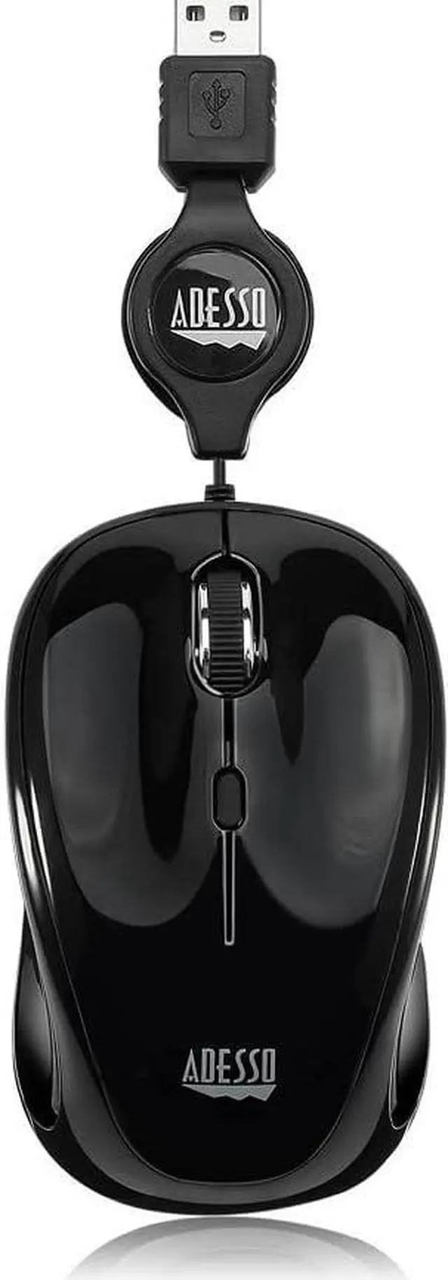 Main image of Adesso Ergonomic iMouse S8 - Retractable Optical USB Mouse (Black)