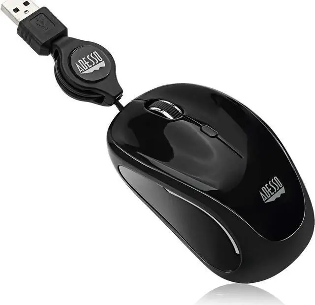 Alt view image 3 of 7 - Adesso Ergonomic iMouse S8 - Retractable Optical USB Mouse (Black)