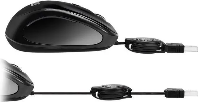 Alt view image 5 of 7 - Adesso Ergonomic iMouse S8 - Retractable Optical USB Mouse (Black)