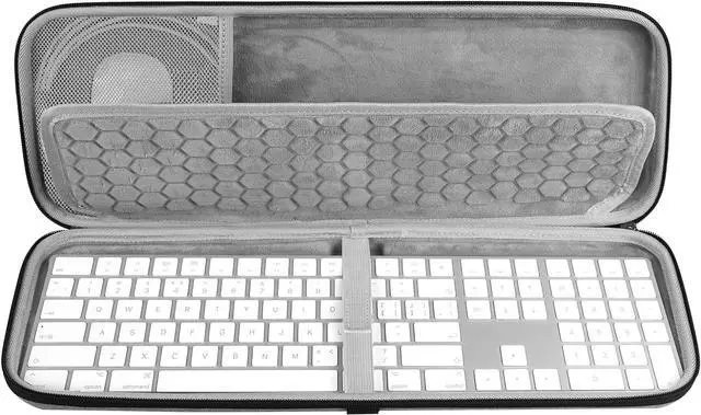 Main image of Geekria Hard Carrying Case Compatible with APPL Magic Keyboard Numeric Keypad + APPL Magic Mouse (Light Grey)