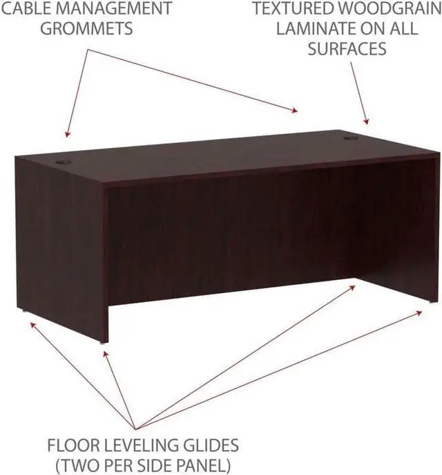 Alt view image 3 of 7 - Alera Valencia Series 72 by 36 by 29-1/2-Inch Desk Shell, Mahogany