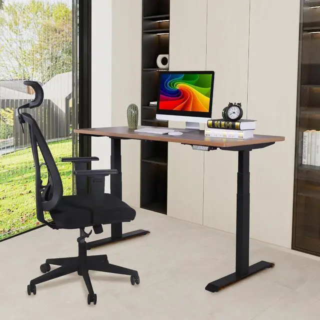 Alt view image 6 of 7 - Fromann 3 Tier Legs Dual Motor Electric Standing Desk Frame Height Adjustable Handset with USB A+ C Ports Heavy Duty 300lb Sit Stand up Desk Base for Home and Office (Black)