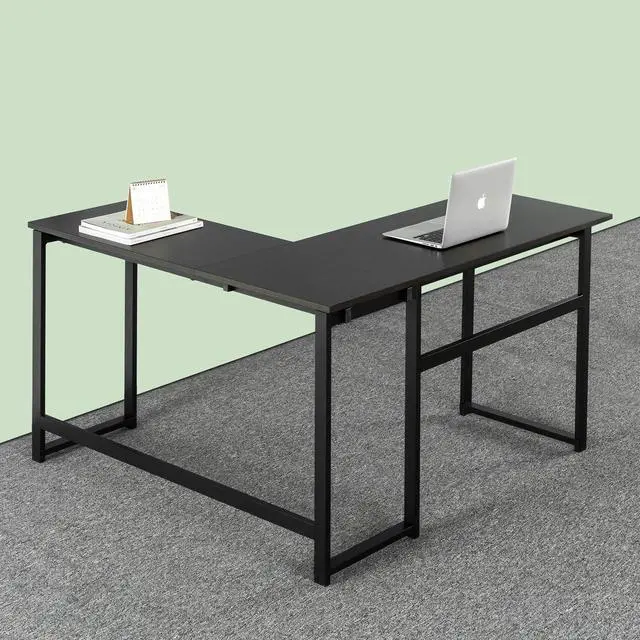 Main image of ZINUS Luke 53 Inch Black Metal Corner Desk / L-Shaped Computer Desk / Office Desk / Easy, Bolt Free Assembly