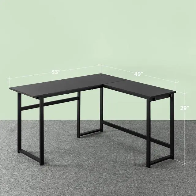 Alt view image 2 of 7 - ZINUS Luke 53 Inch Black Metal Corner Desk / L-Shaped Computer Desk / Office Desk / Easy, Bolt Free Assembly