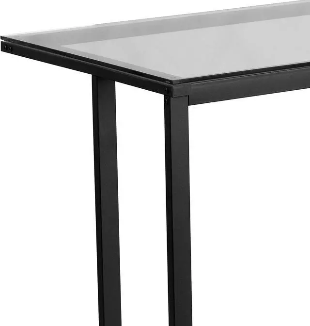 Alt view image 6 of 7 - Flash Furniture Singleton Glass Desk with Black Pedestal Metal Frame